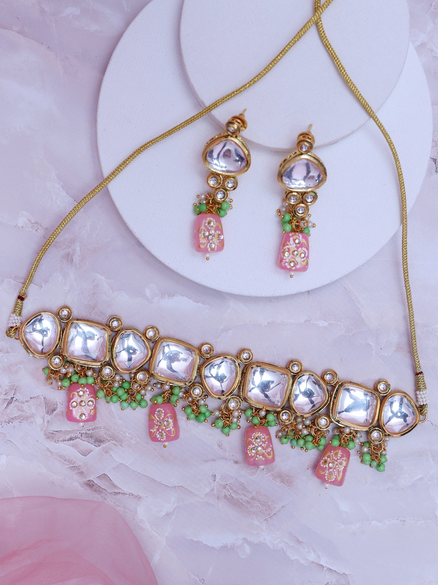 Baby Pink Gagan Necklace Set