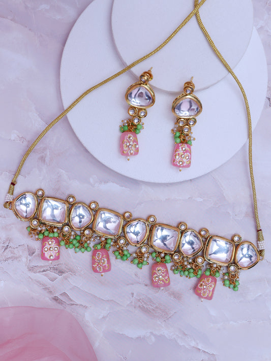 Baby Pink Gagan Necklace Set