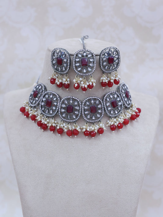 Red Soni Necklace Set