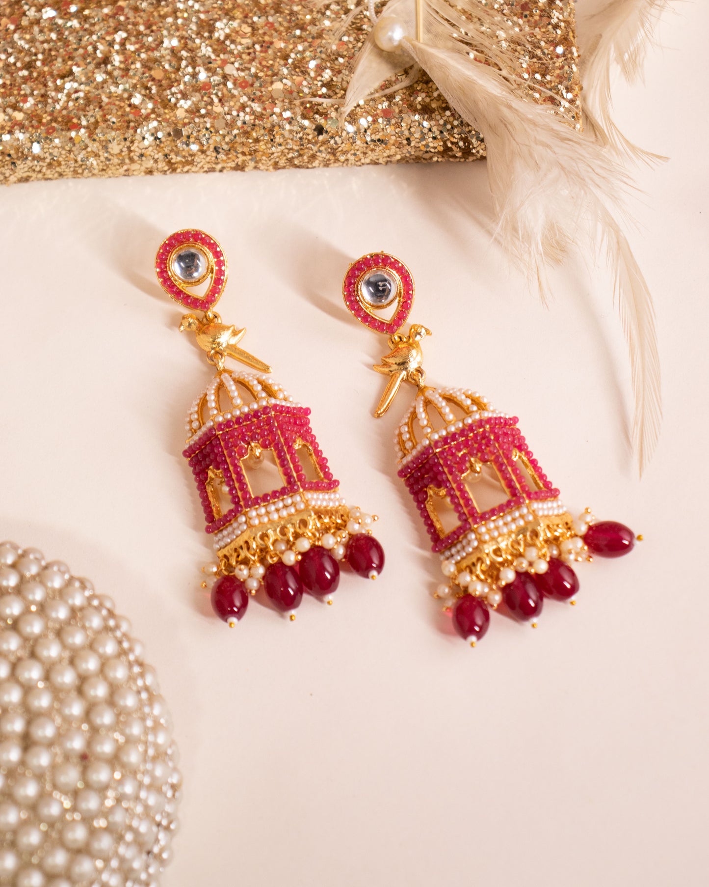 Ruby Designer Bird Earrings