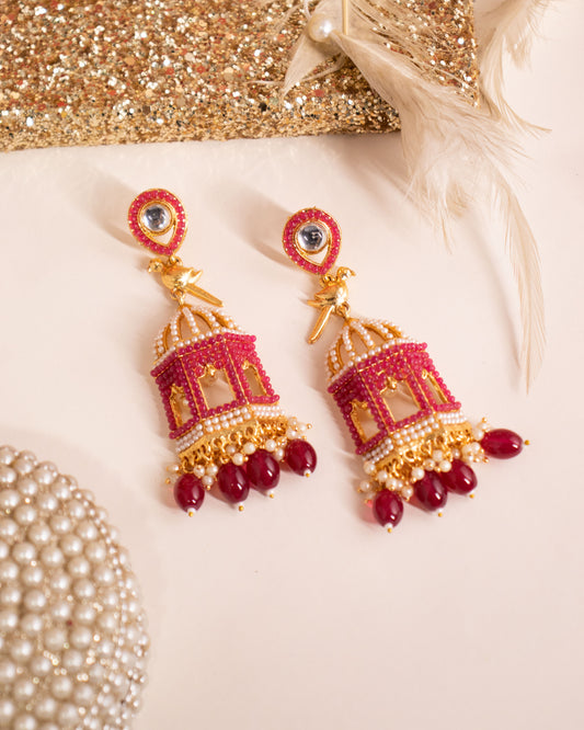 Ruby Designer Bird Earrings