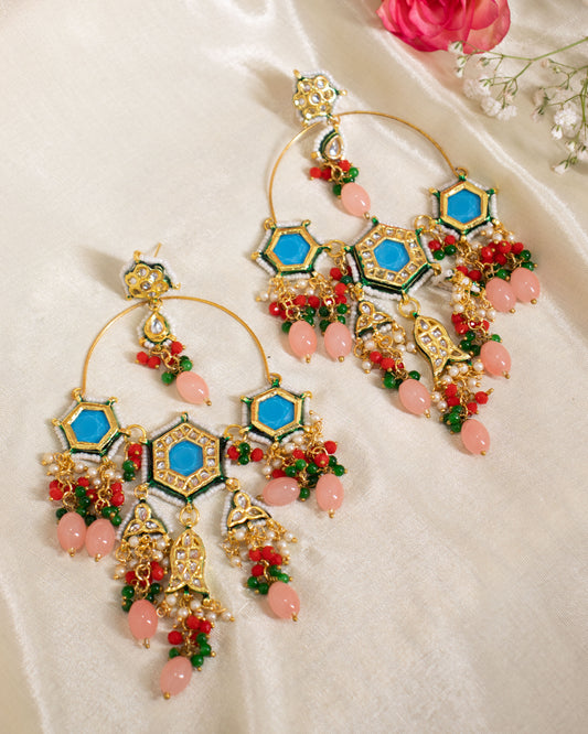 Turquoise Devki Designer Earrings