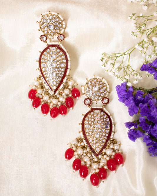 Red Naina Designer Earrings