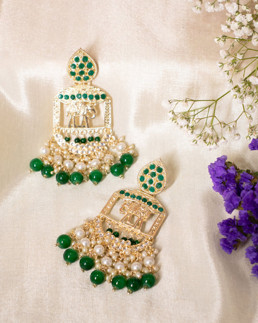 Emerald Elephant Designer Earrings