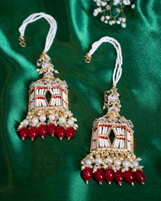 Red Rajasthani Jharoka Jhumkis
