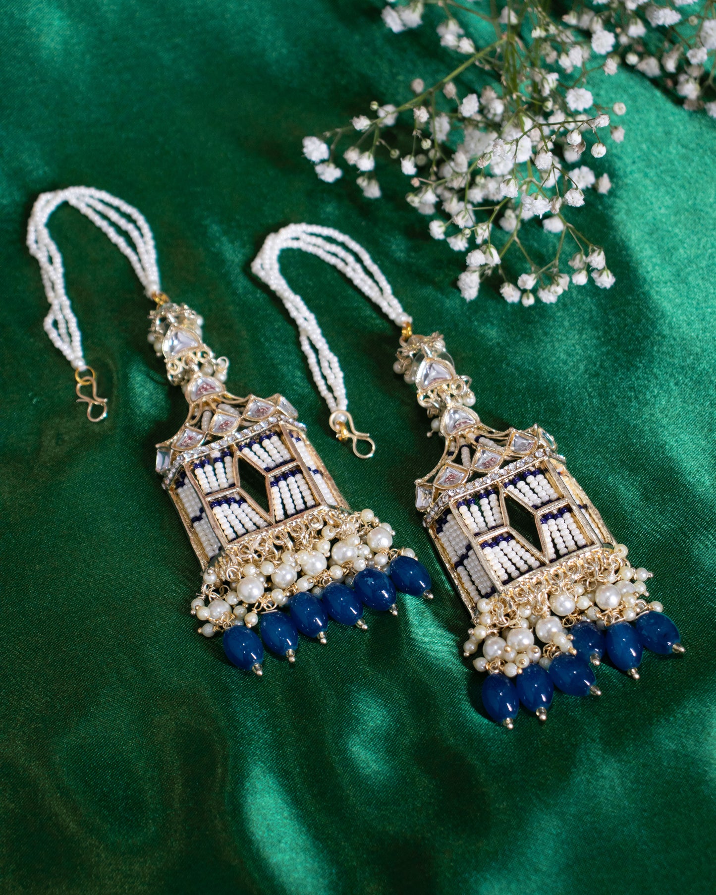 Blue Rajasthani Jharoka Jhumkis