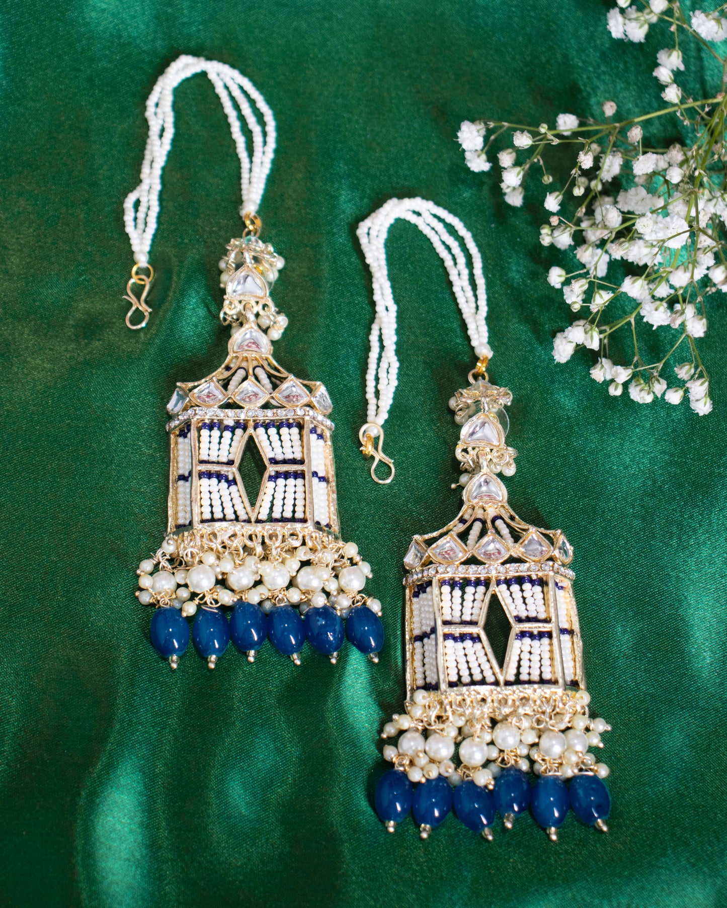 Blue Rajasthani Jharoka Jhumkis