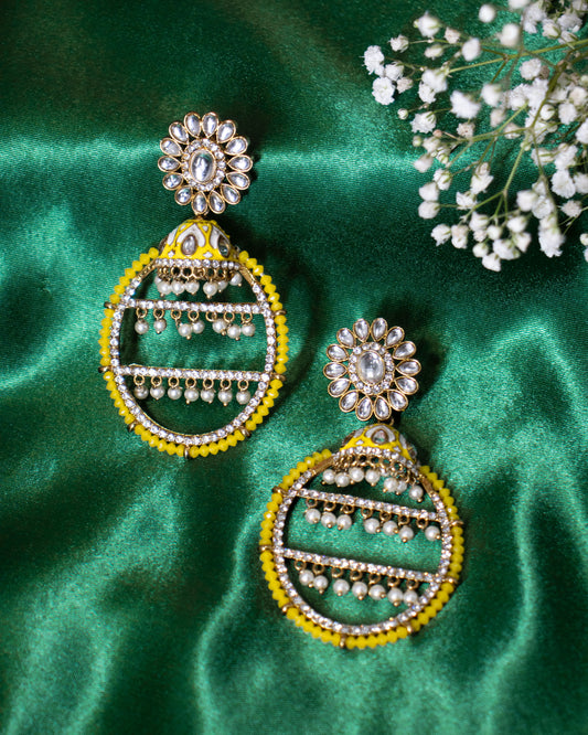 Yellow Pahal Designer Earrings