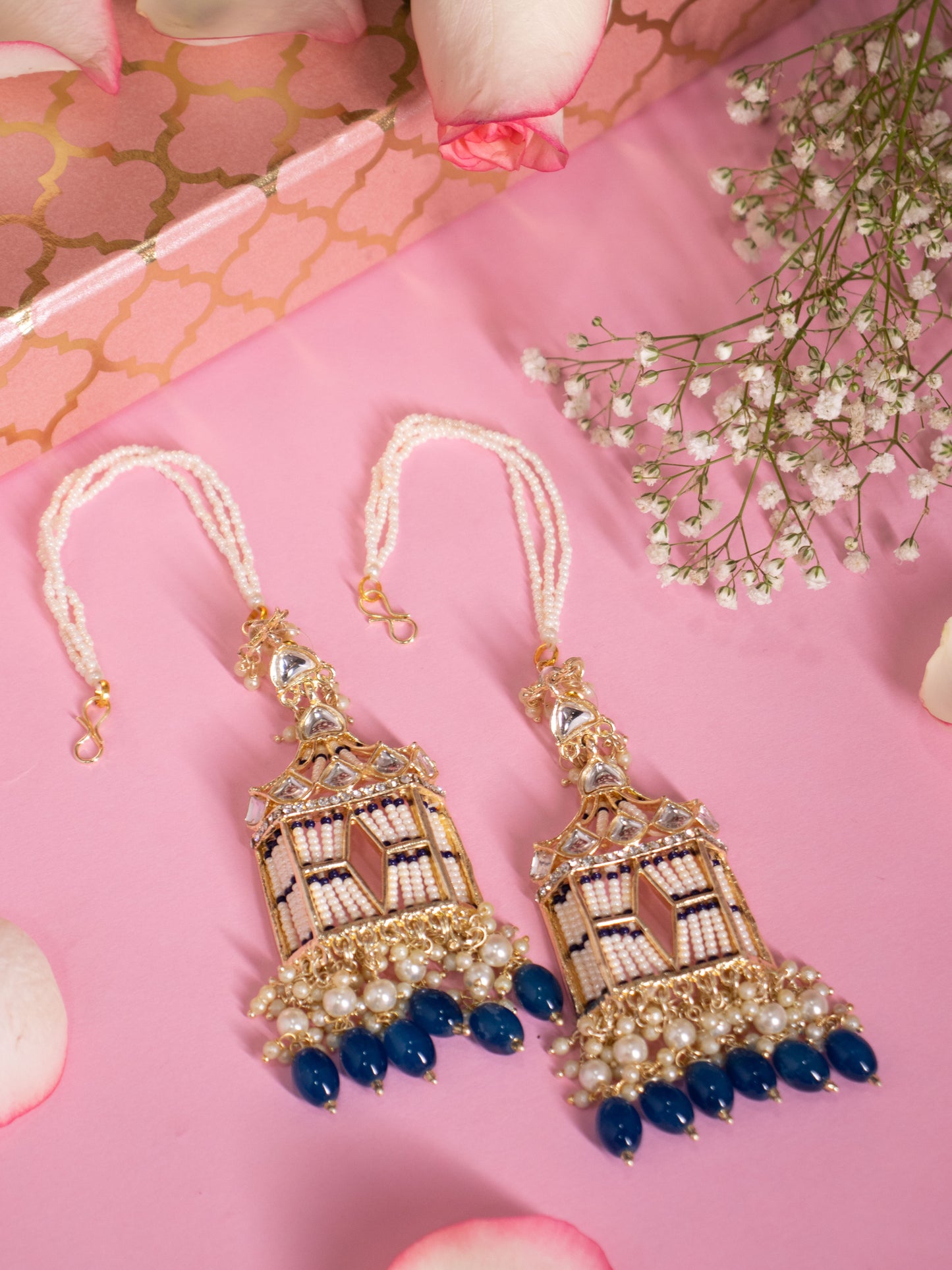 Navy Blue Rajasthani Jharoka Jhumkis