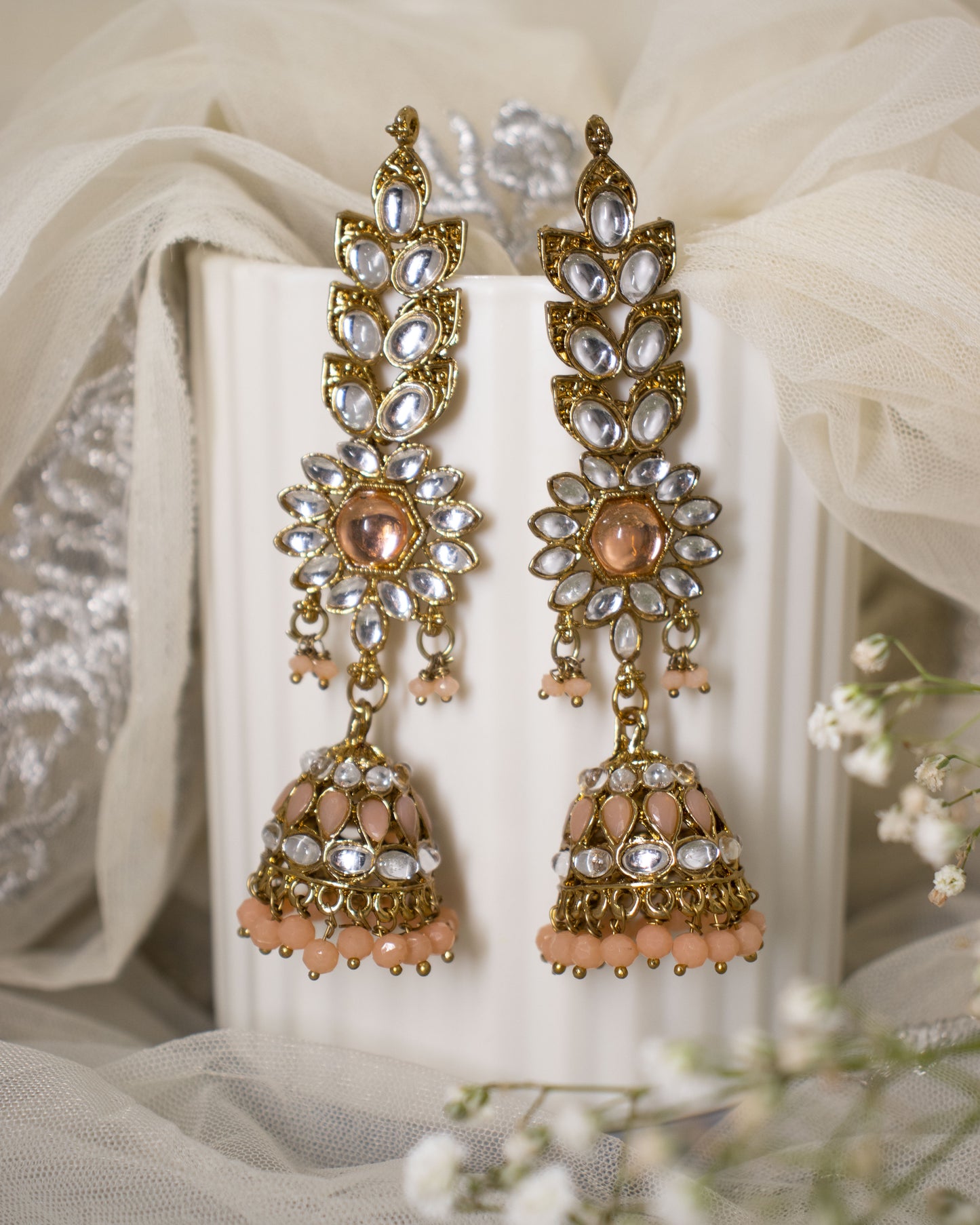 Baby Pink Manyata Designer Jhumkis