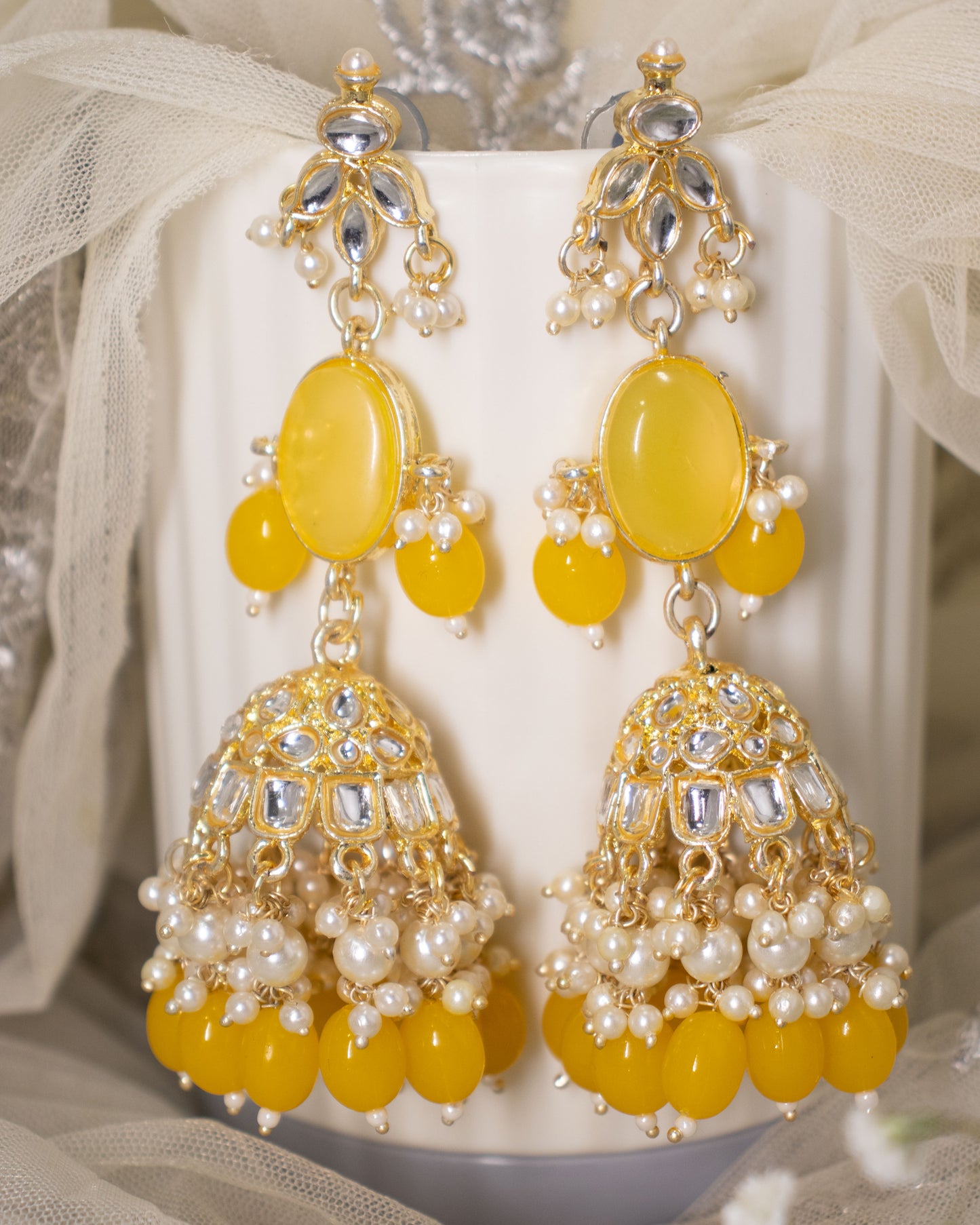 Yellow Sharmila Jhumkis