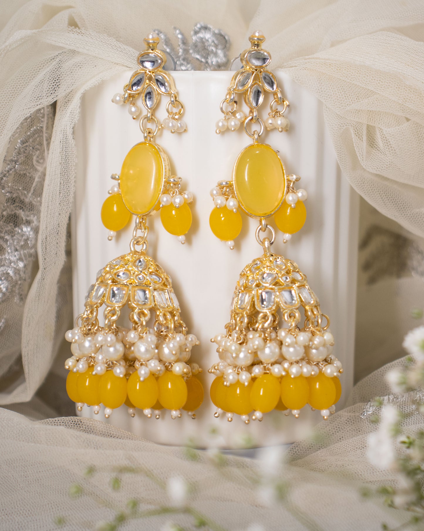 Yellow Sharmila Jhumkis