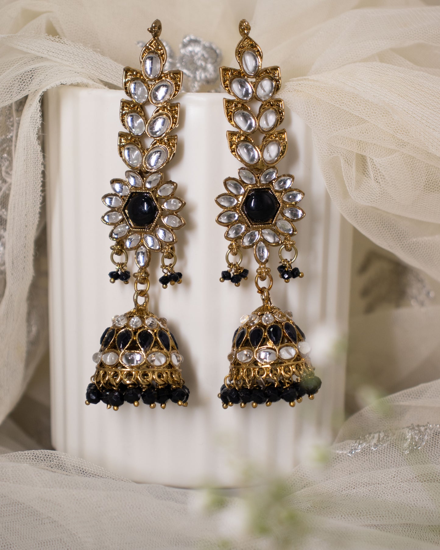 Black Manyata Designer Jhumkis