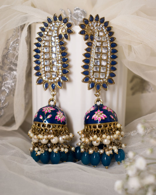 Navy Blue Tapsee Designer Jhumkis