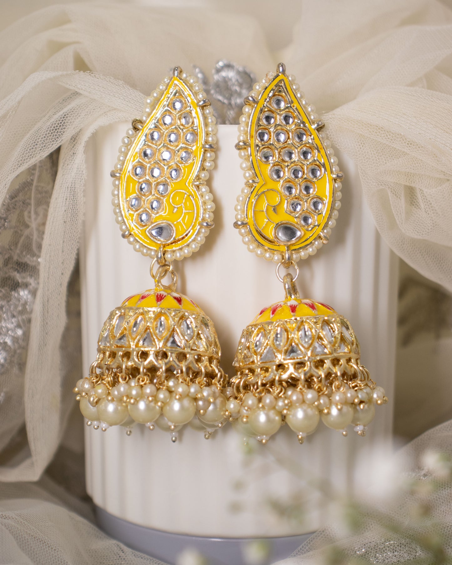 Yellow Avni Jhumkis