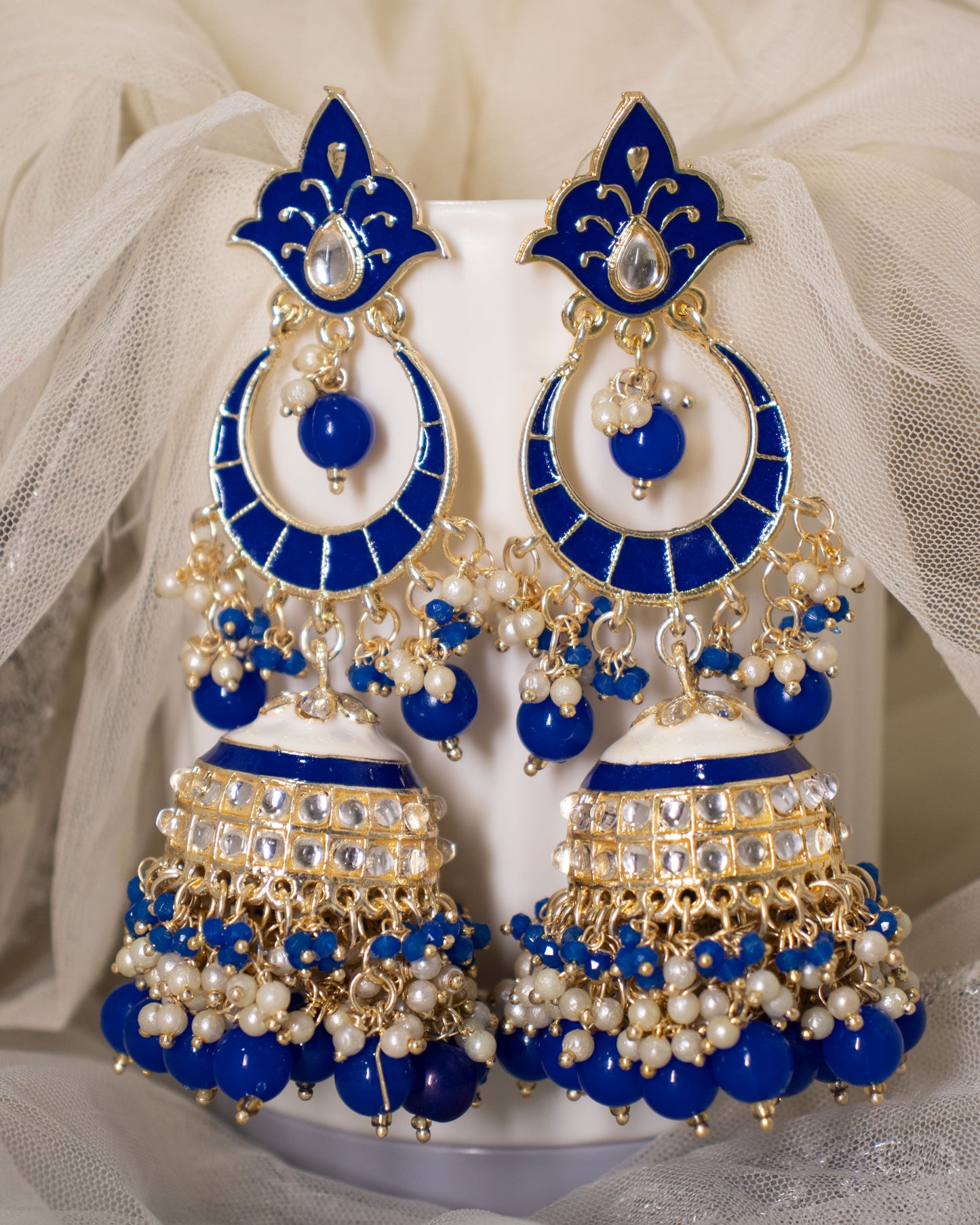 Blue Rasha Jhumkis