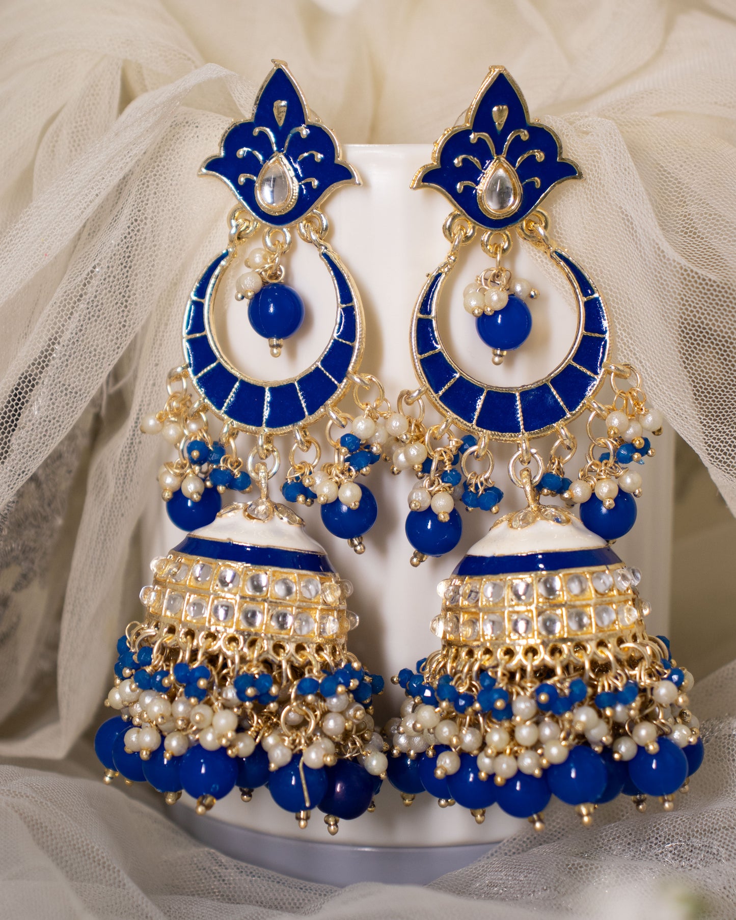 Blue Rasha Jhumkis