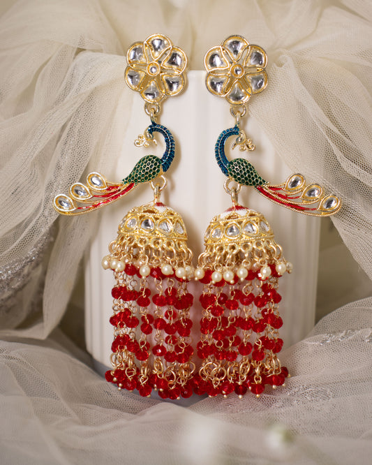 Red Peacock Jhumkis