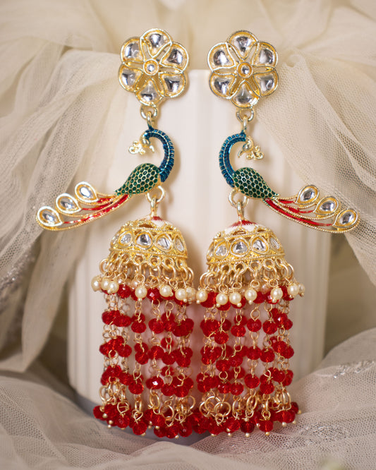 Red Peacock Jhumkis