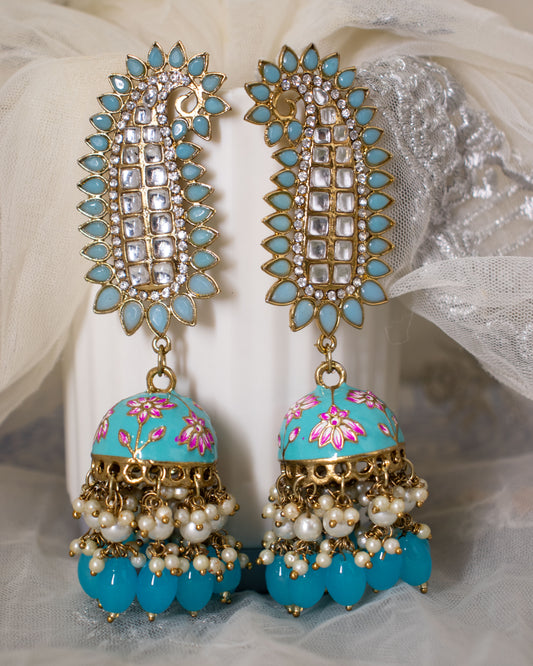 Turquoise Tapsee Designer Jhumkis