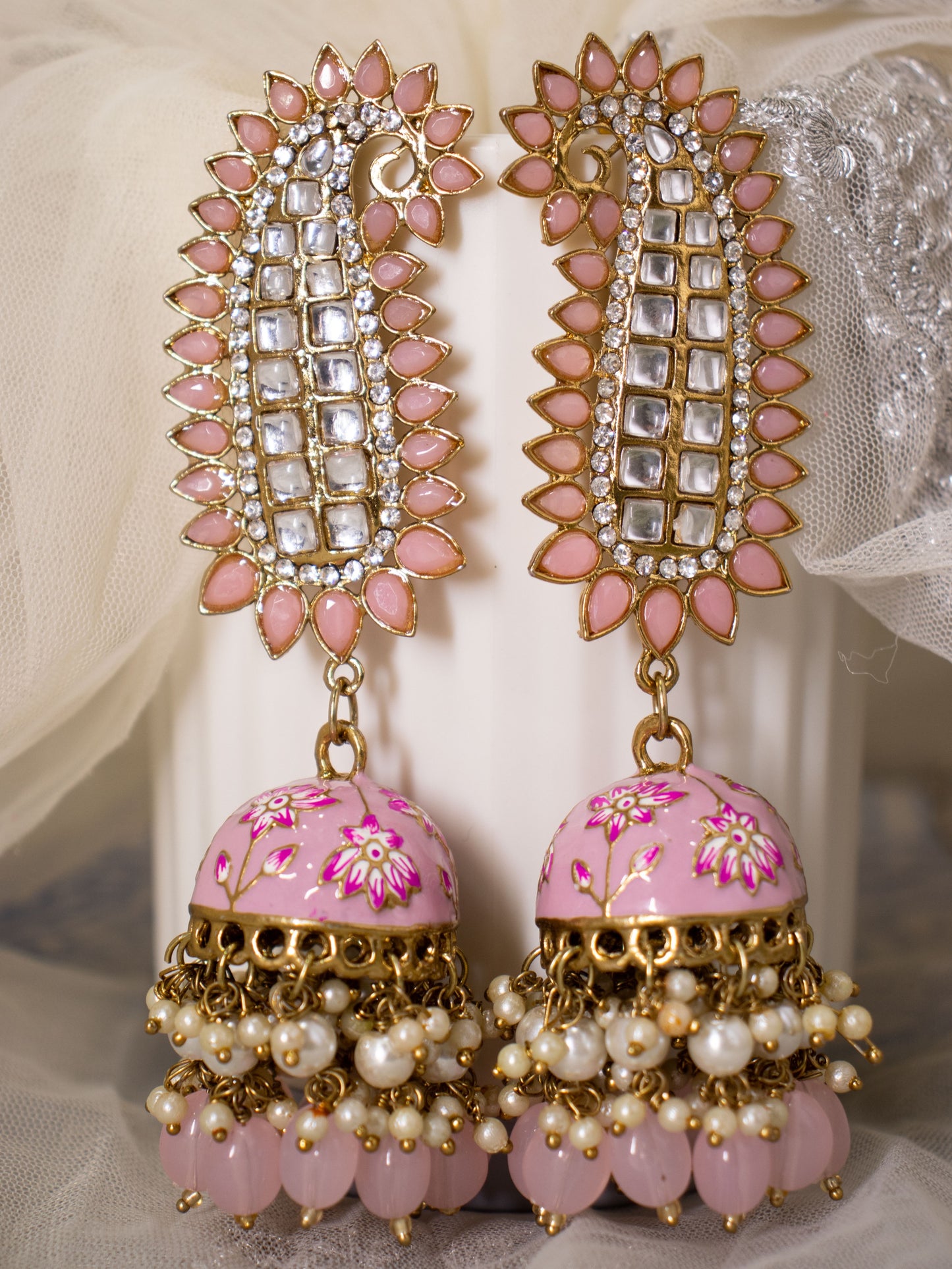 Pink Tapsee Designer Jhumkis