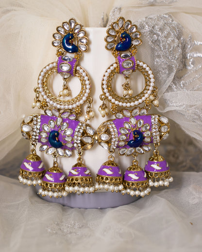 Purple Kalki Designer Jhumkis