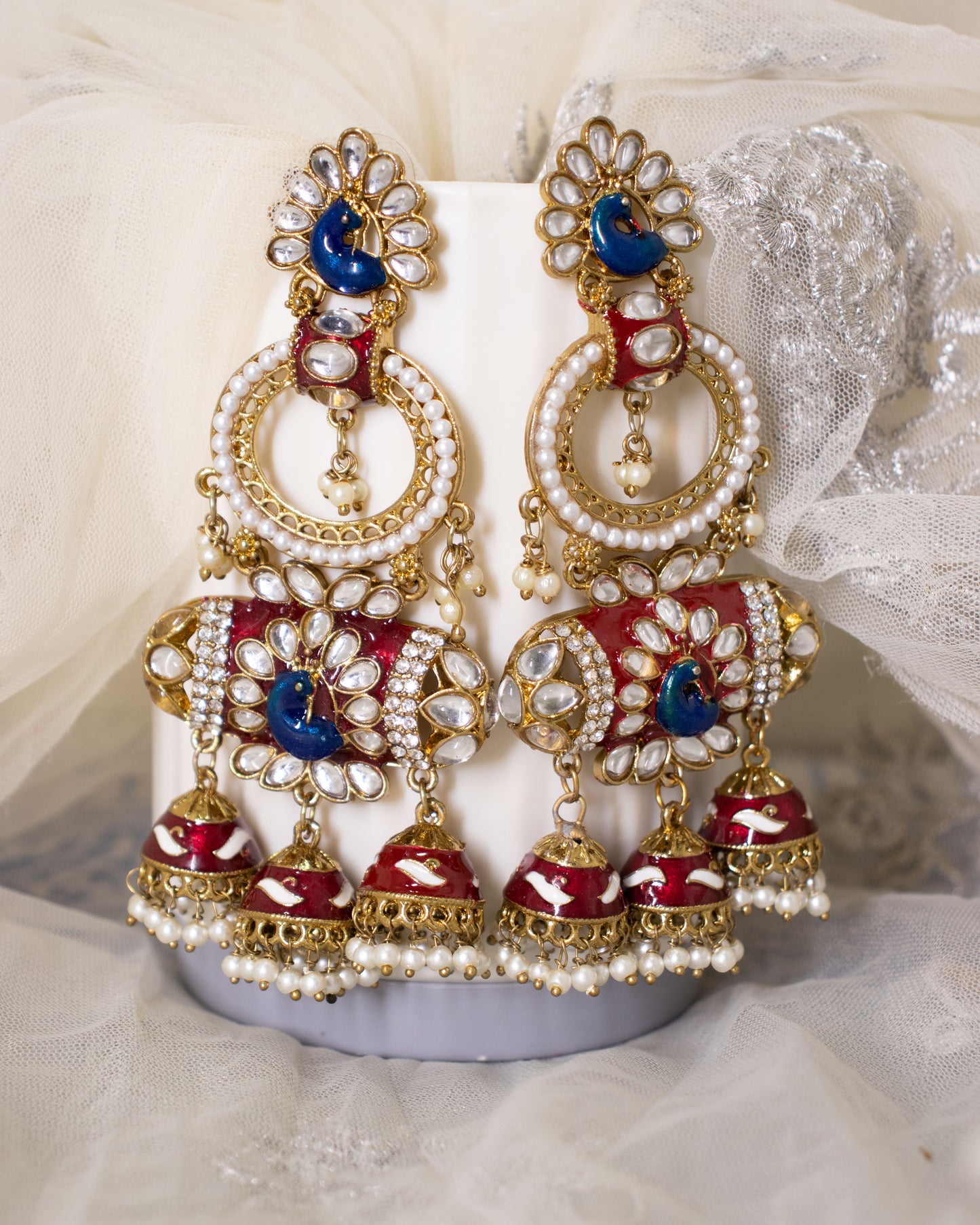 Maroon Kalki Designer Jhumkis