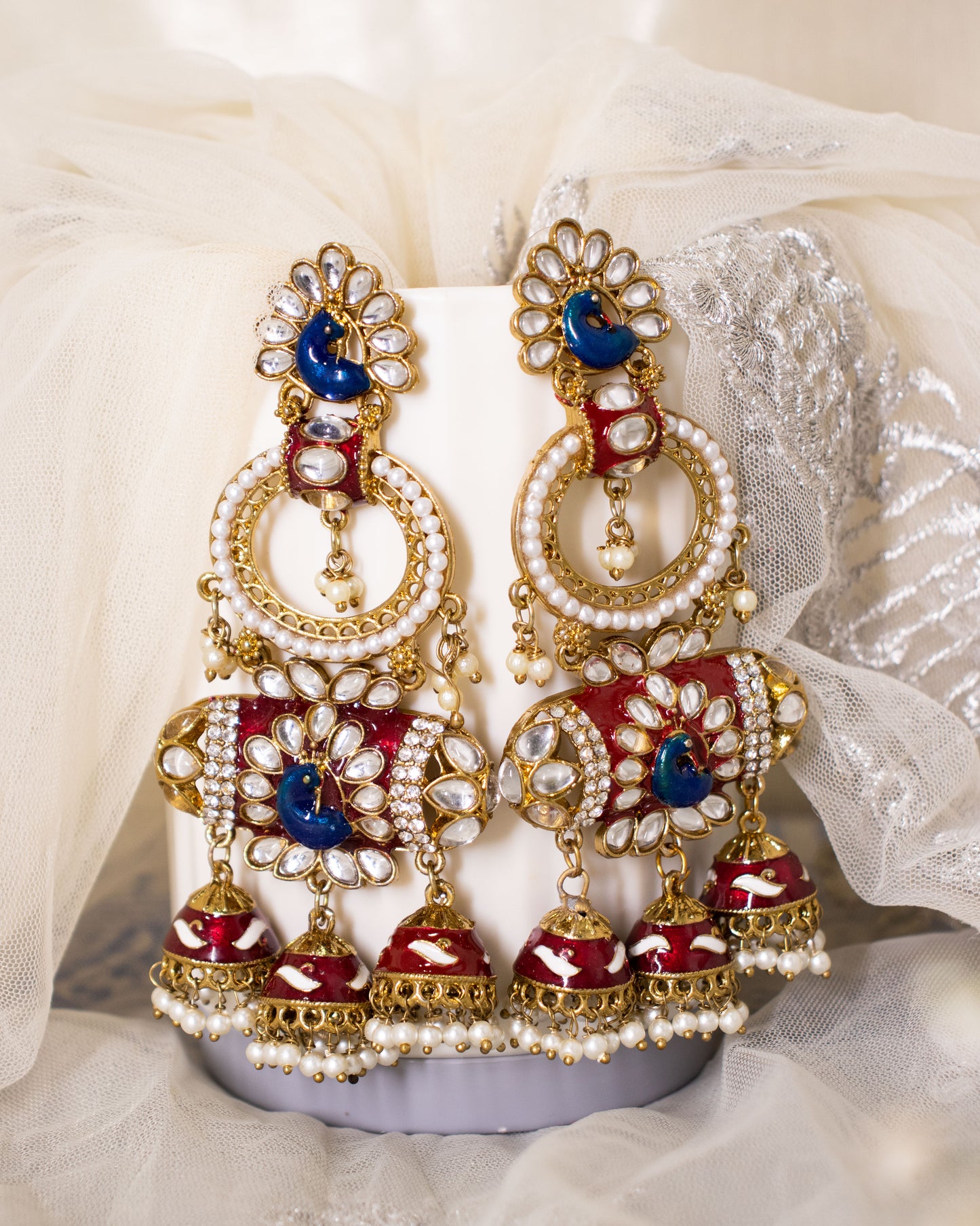 Maroon Kalki Designer Jhumkis