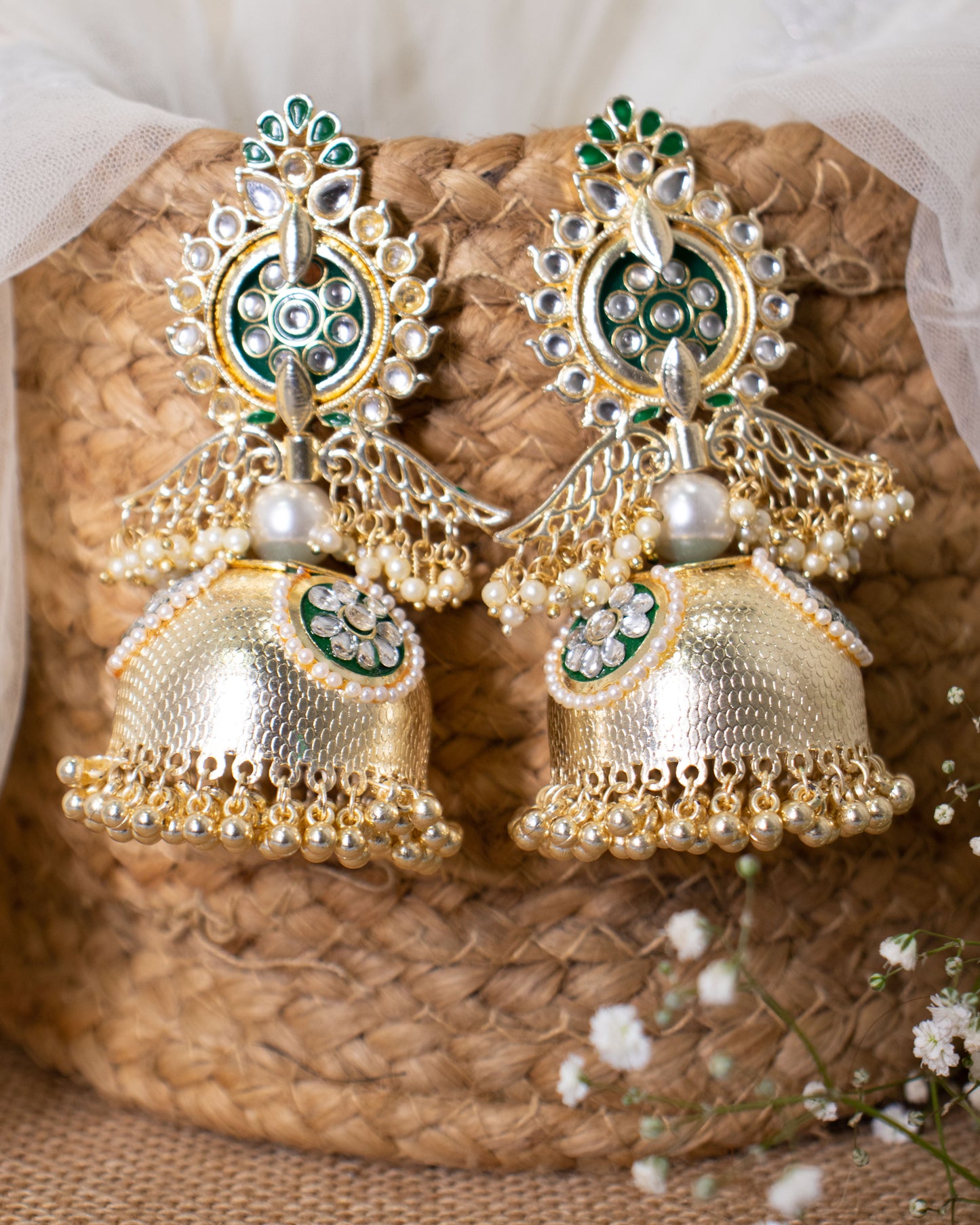 Emerald Jiva Designer Jhumkis