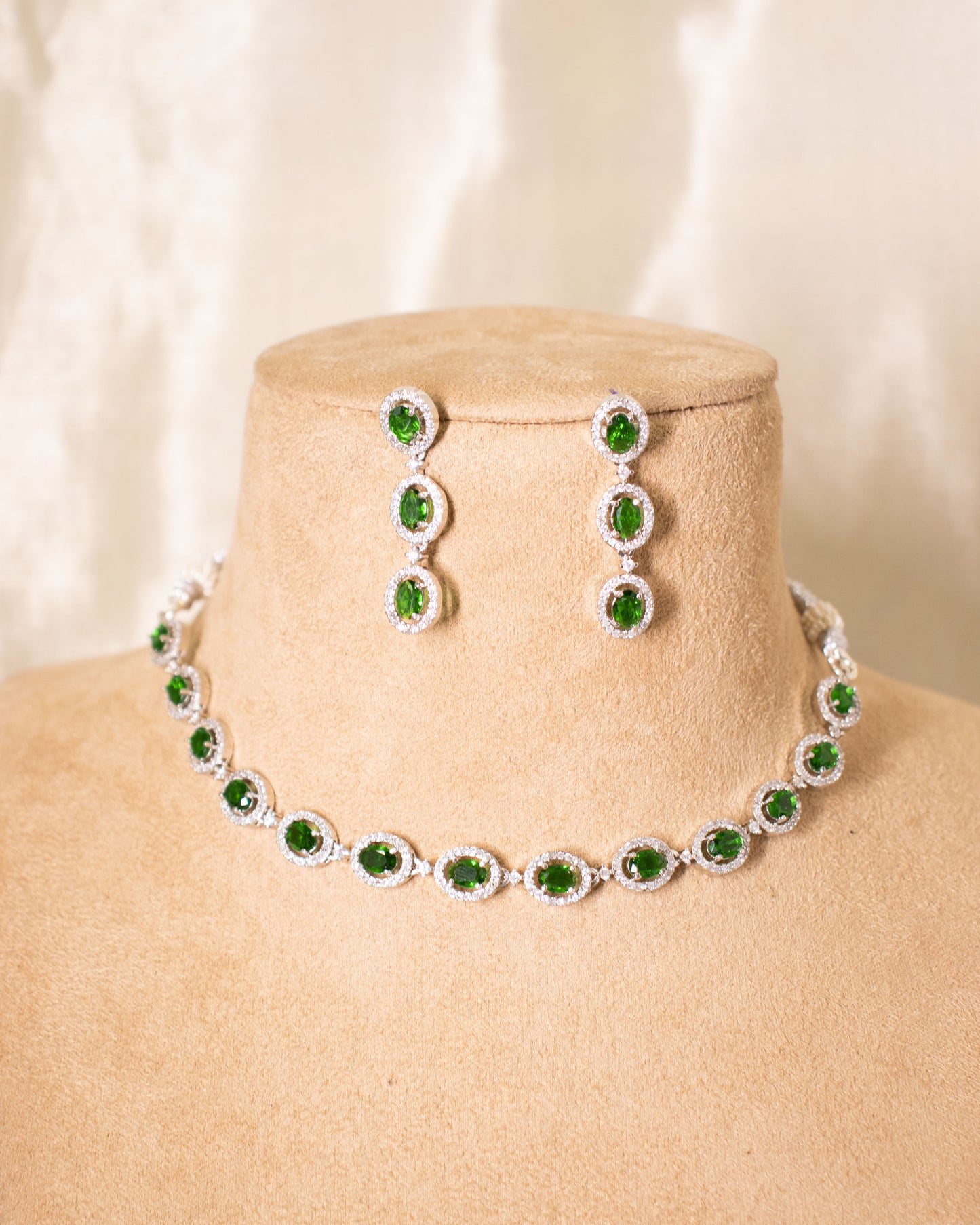 Emerald Genelia AD Necklace Set