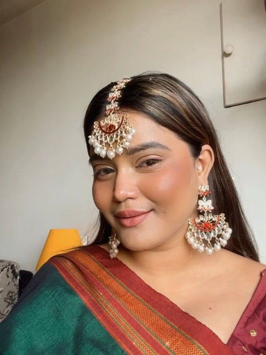 Red Shanya Maang Tika Set