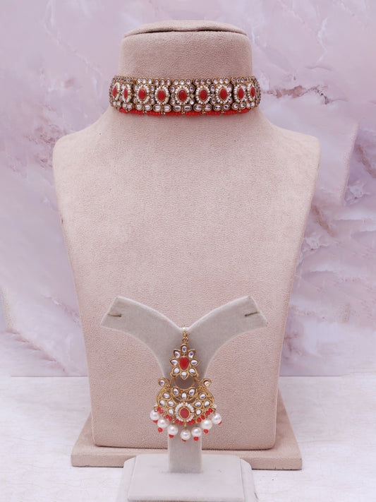 Red Bachendri Necklace Set