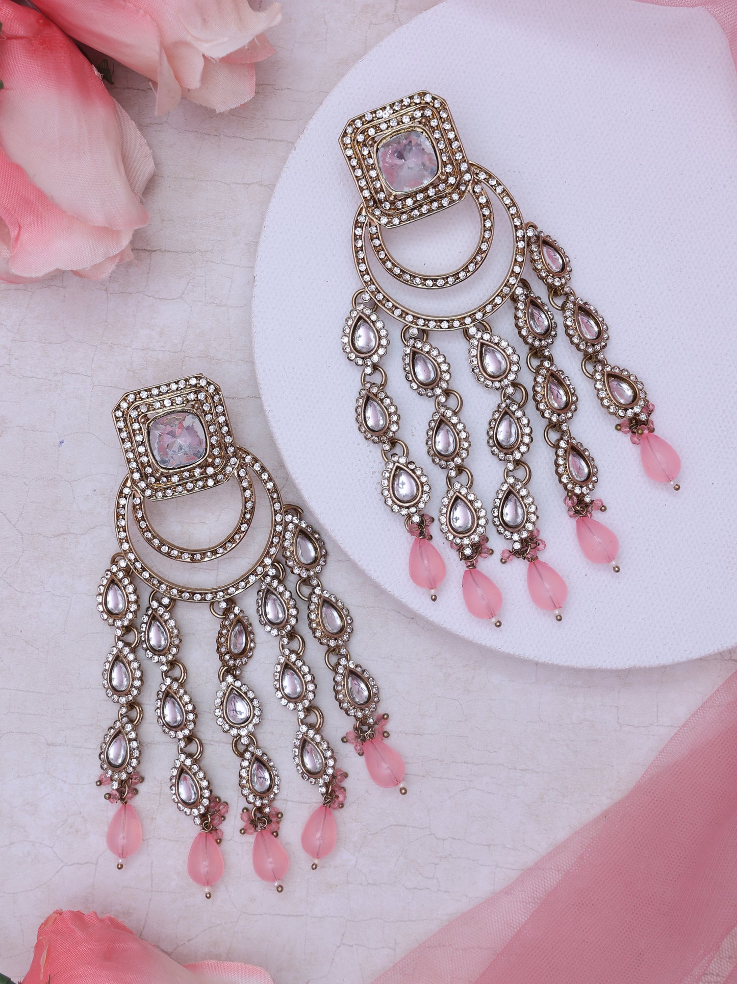 Baby Pink Maanyata Designer Earrings