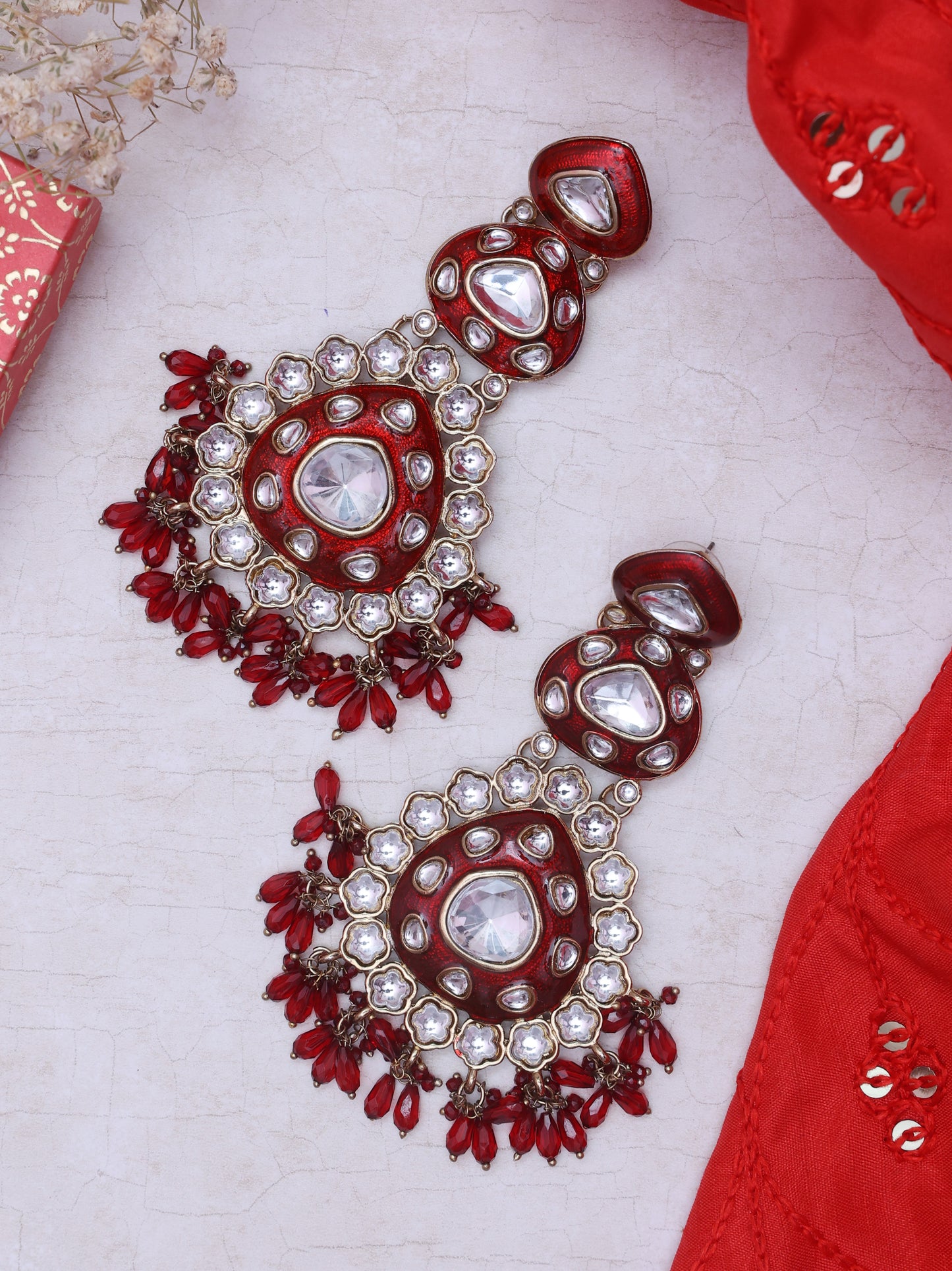 Maroon Ellakili Designer Earrings