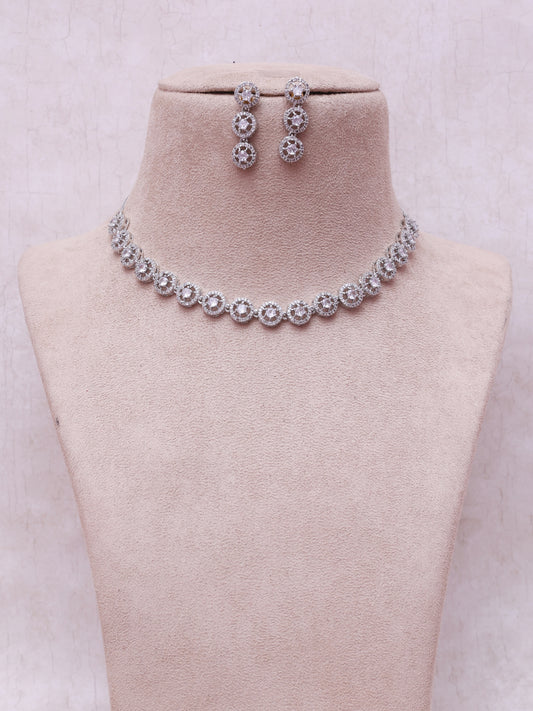 Silver Rabita AD Necklace Set