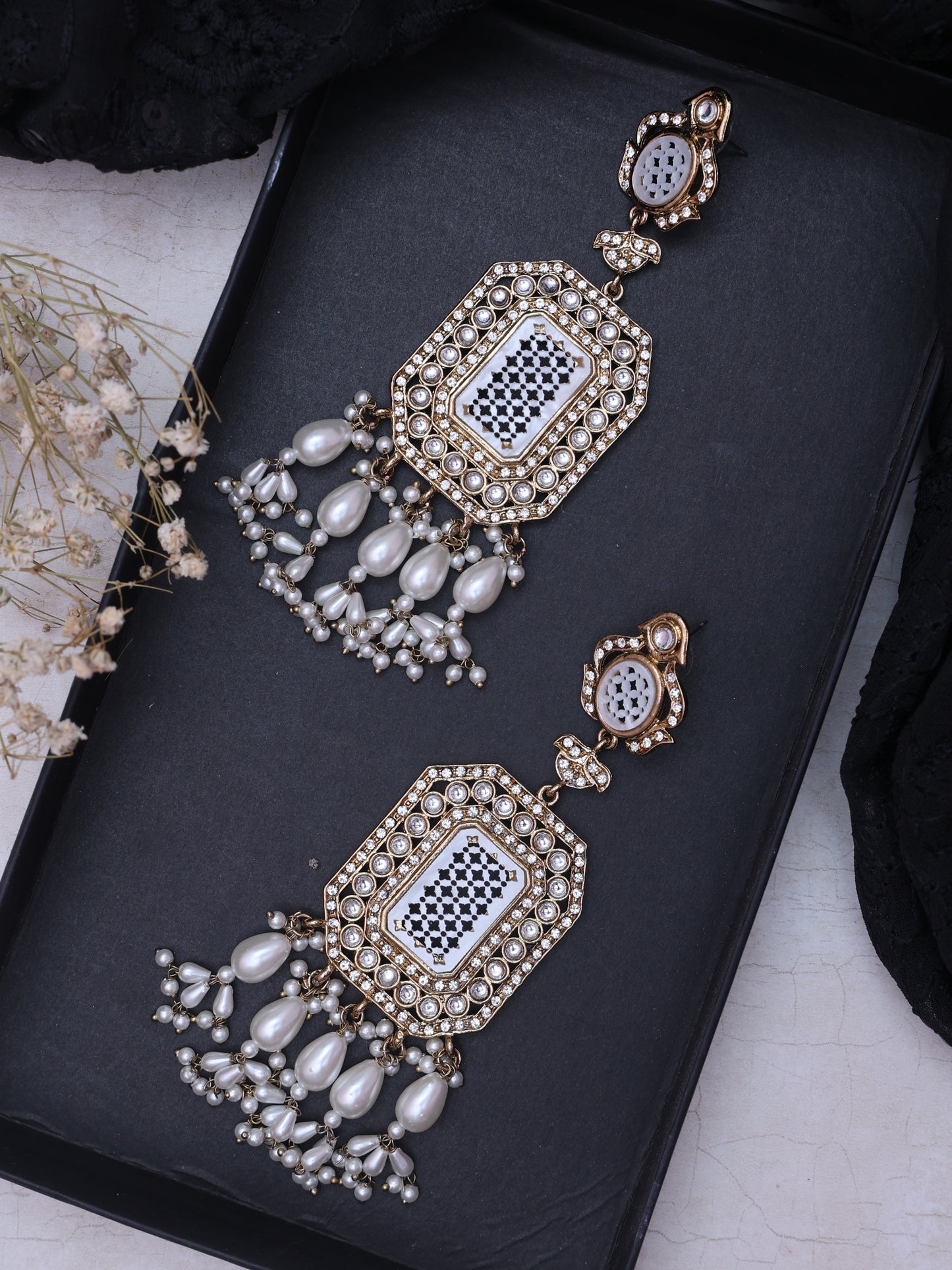 White Aaghnya Designer Earrings