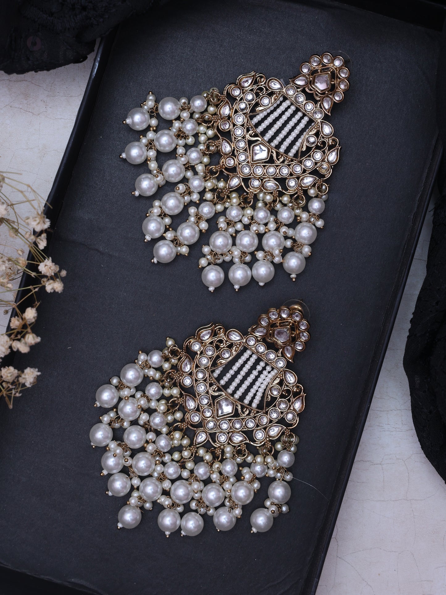 White Dhanika Designer Earrings