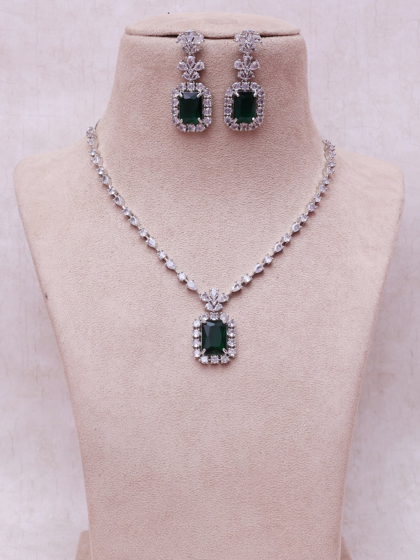 Emerald Jade AD Necklace Set