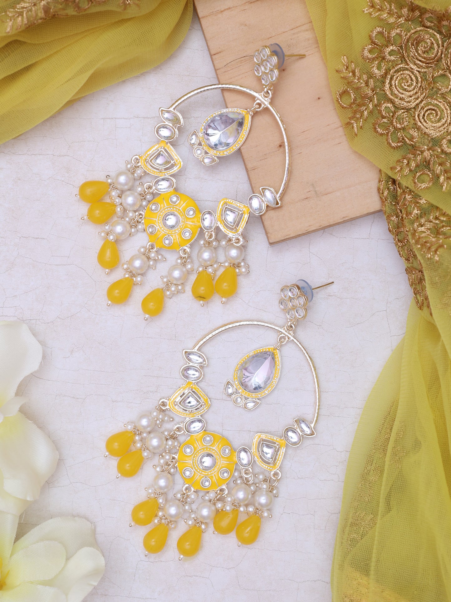 Yellow Padmakali Designer Earrings