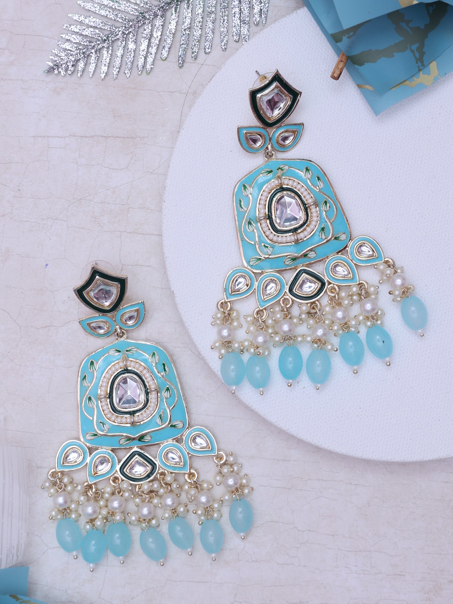 Turquoise Hairavati Designer Earrings