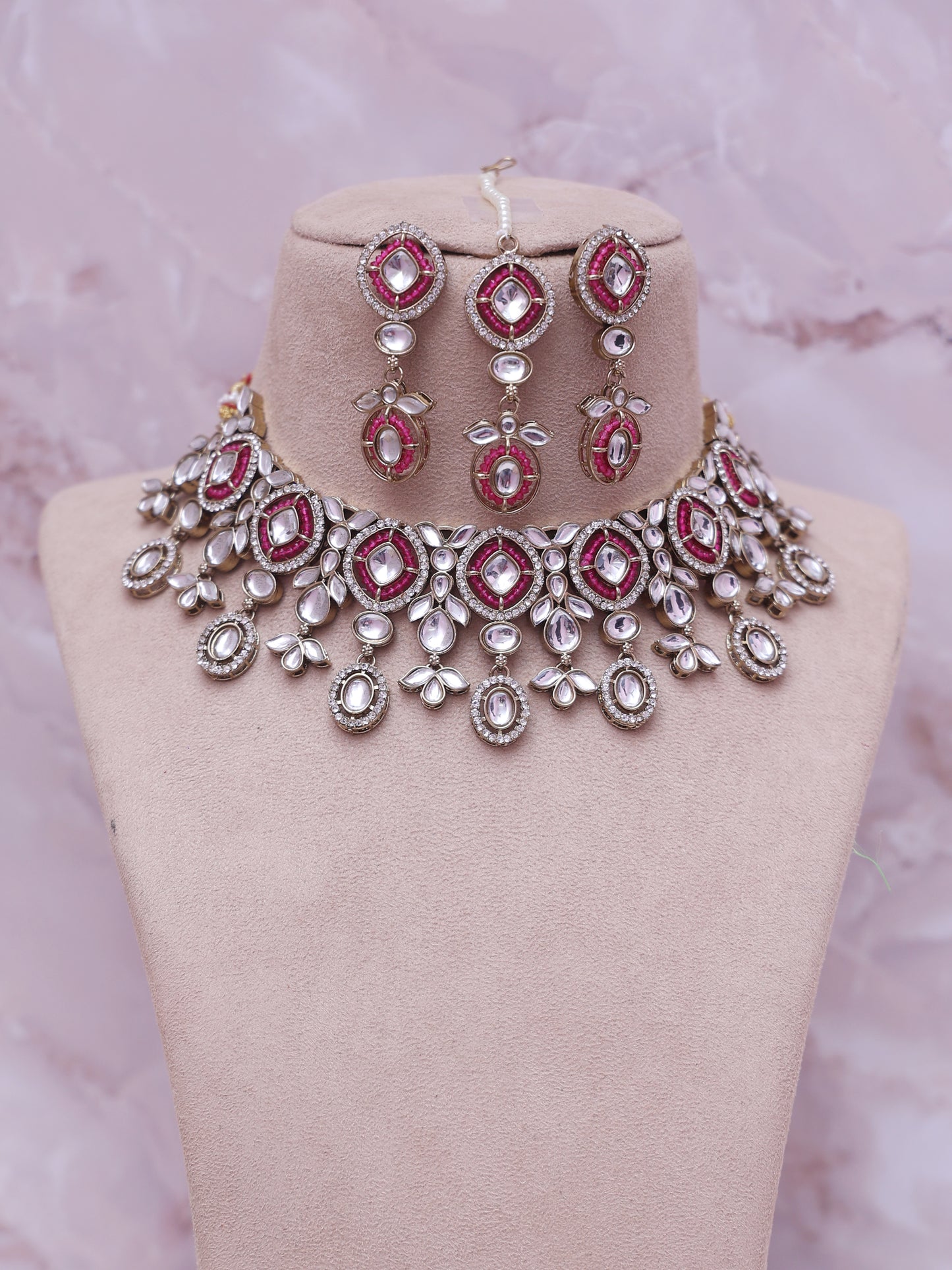 Pink Jaanavi Necklace Set