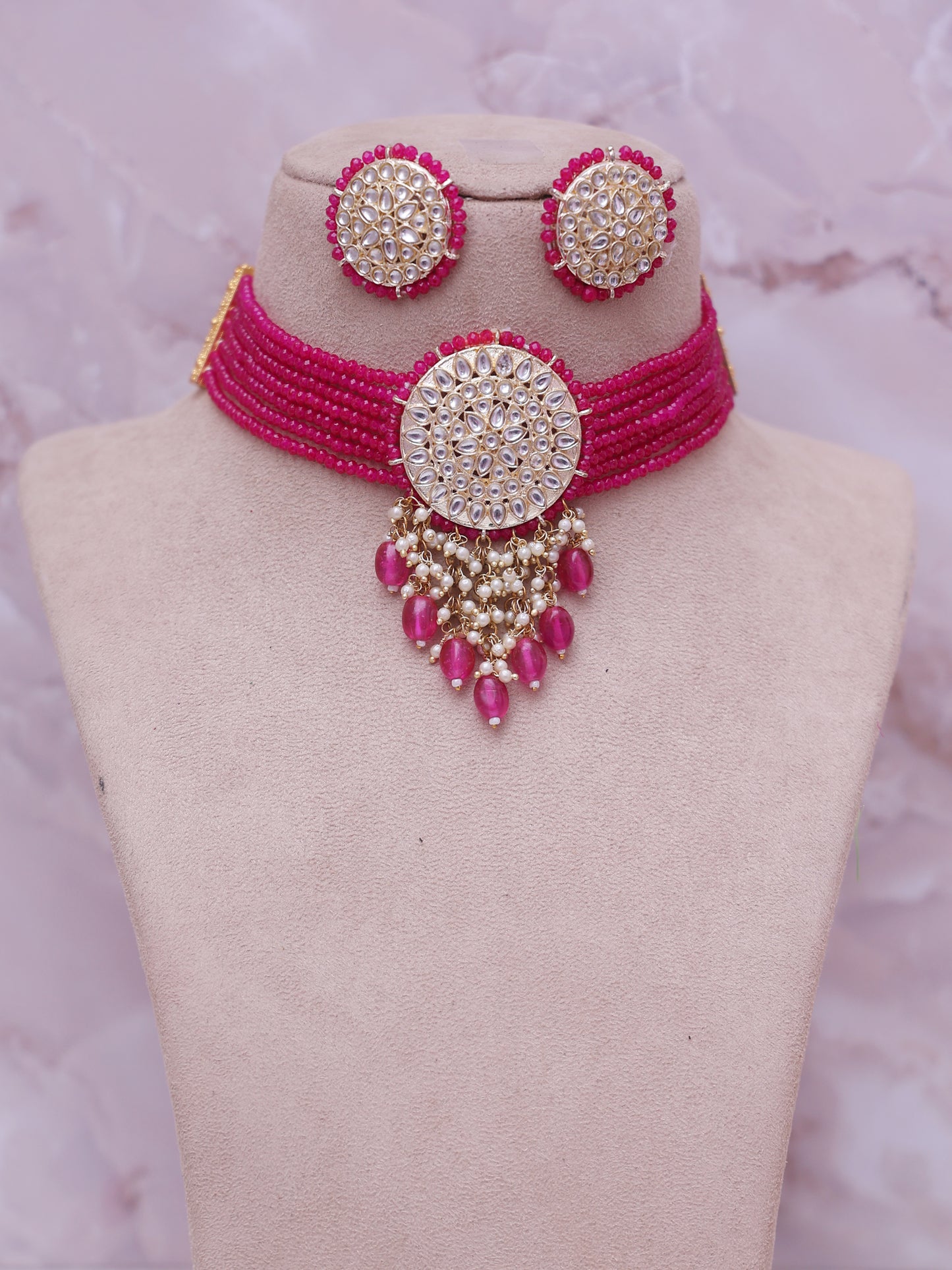 Pink Vaca Necklace Set