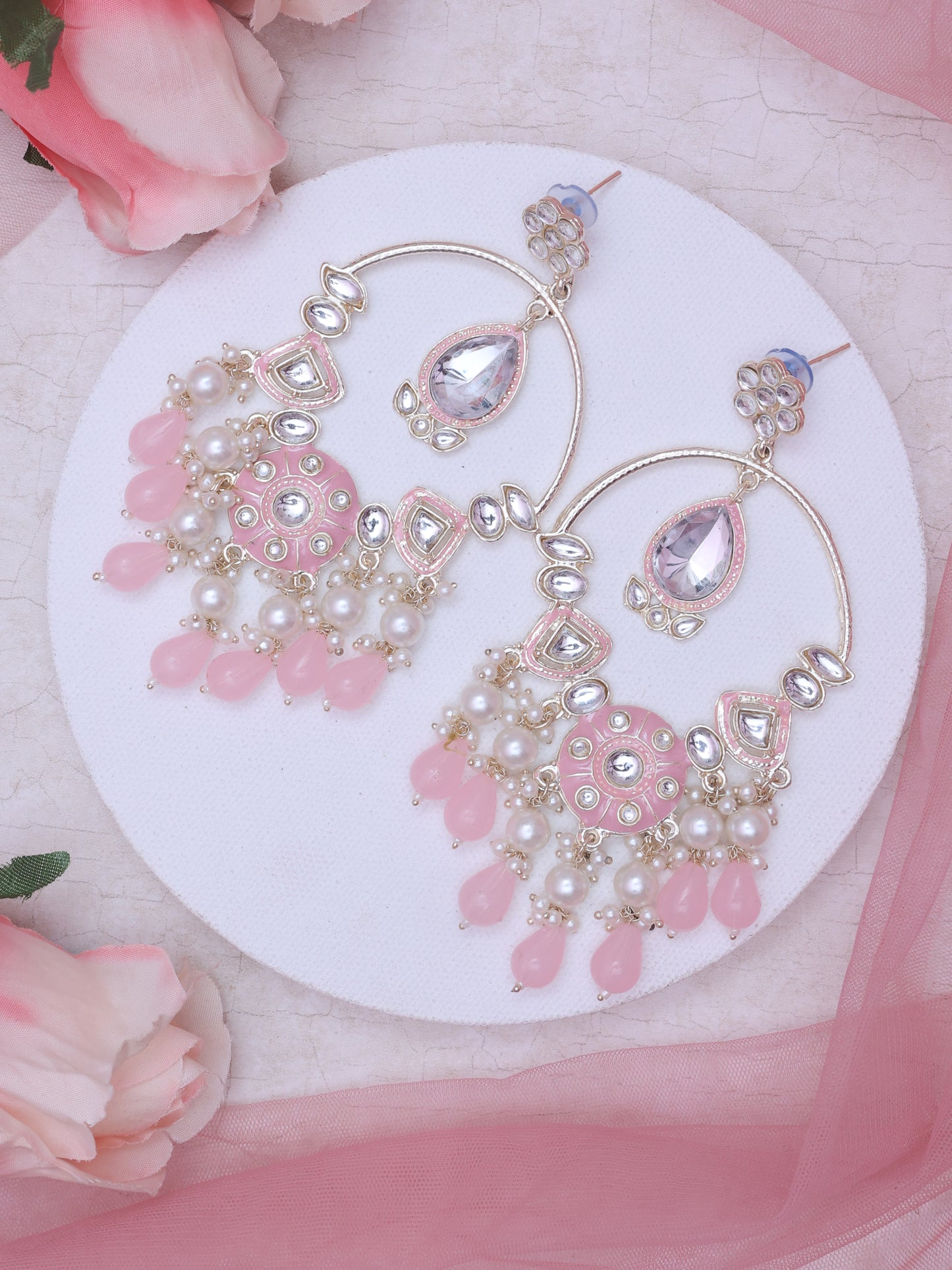 Baby Pink Padmakali Designer Earrings