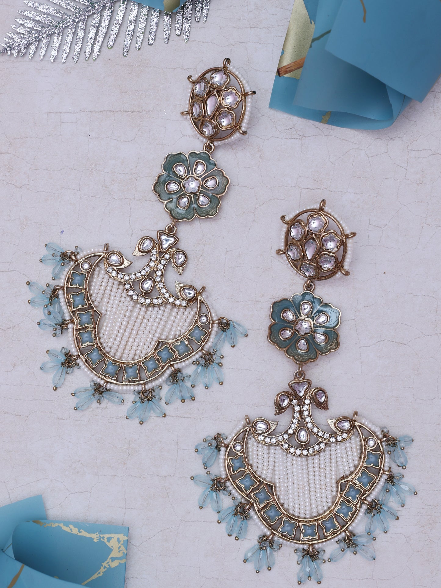 Turquoise Kadambini Designer Earrings