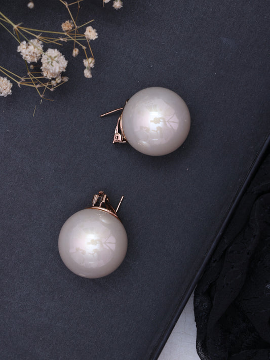 Golden Big Pearl Malaika Stud Earrings