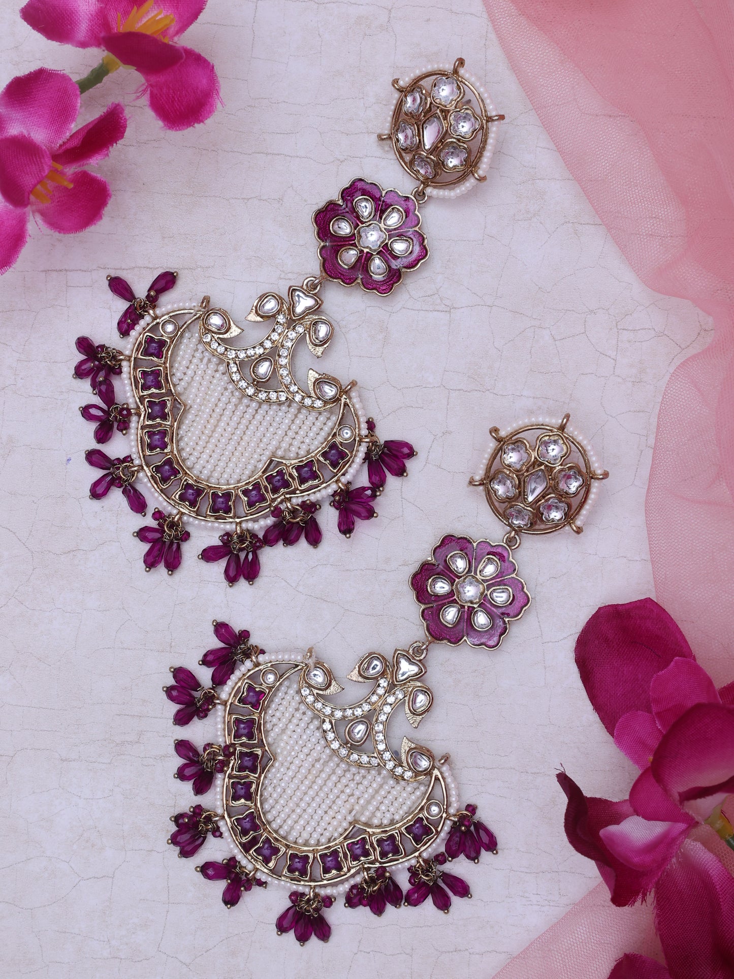 Purple Kadambini Designer Earrings