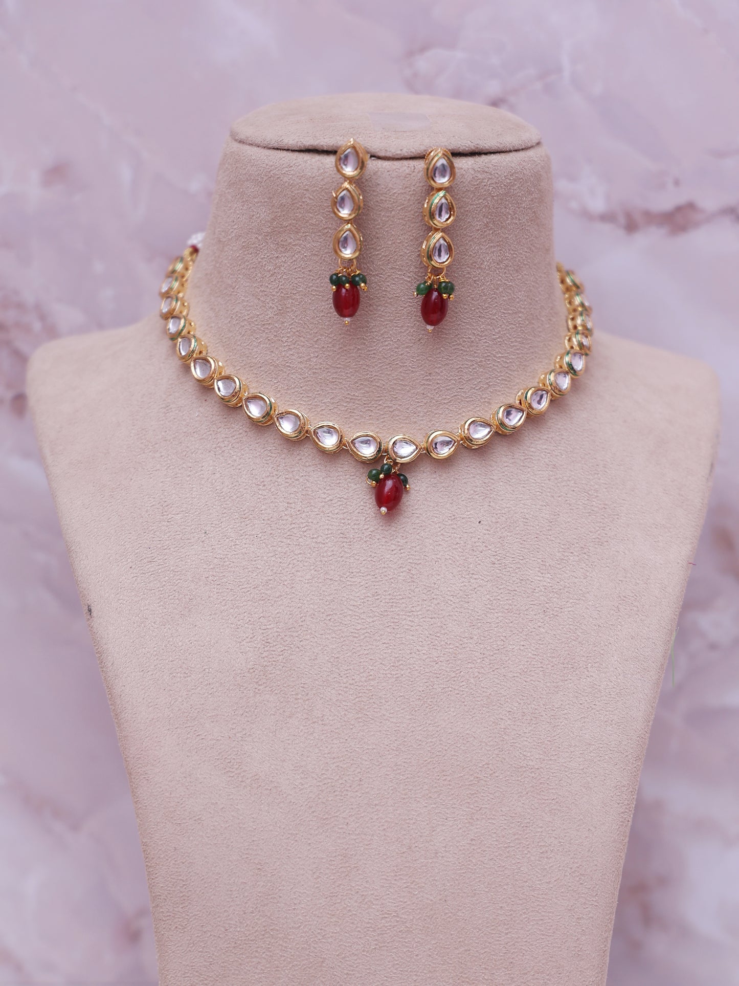 Red Saatvika Necklace Set