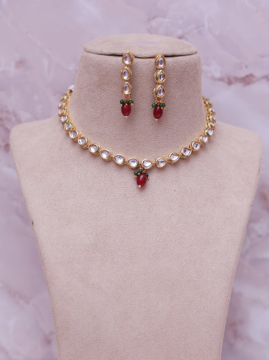 Red Saatvika Necklace Set