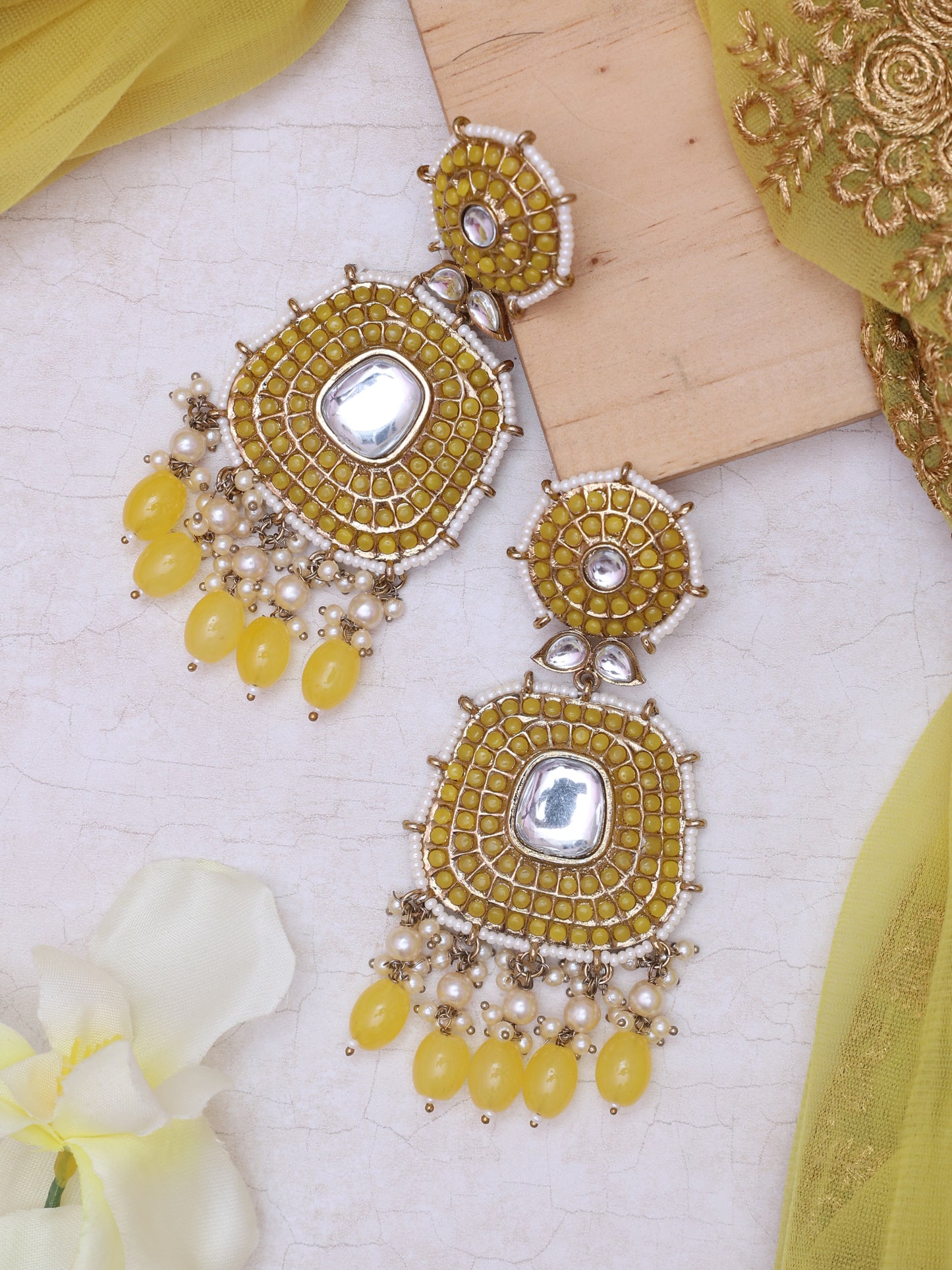 Yellow Vachya Designer Earrings