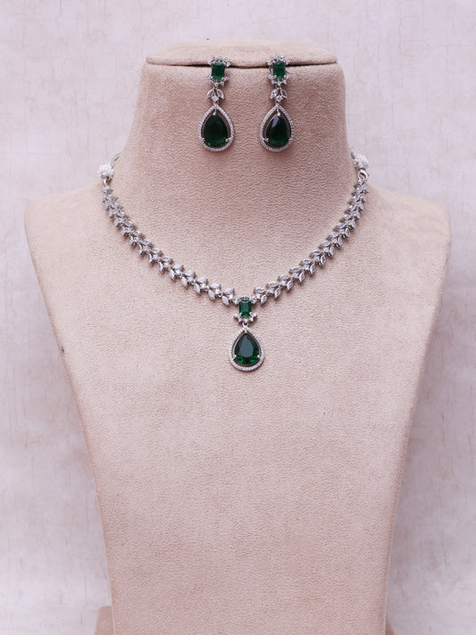 Emerald Xelia AD Necklace Set